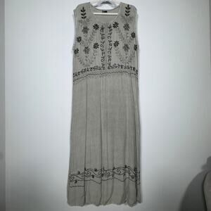 Vibrant Maxi Dress "free size" (XL-2X) Cottagecore Boho India Sage